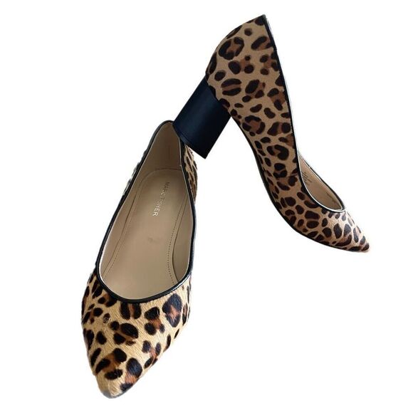 Marc Fisher Mana Leopard Print Cow Fur Heels - Picture 2 of 6